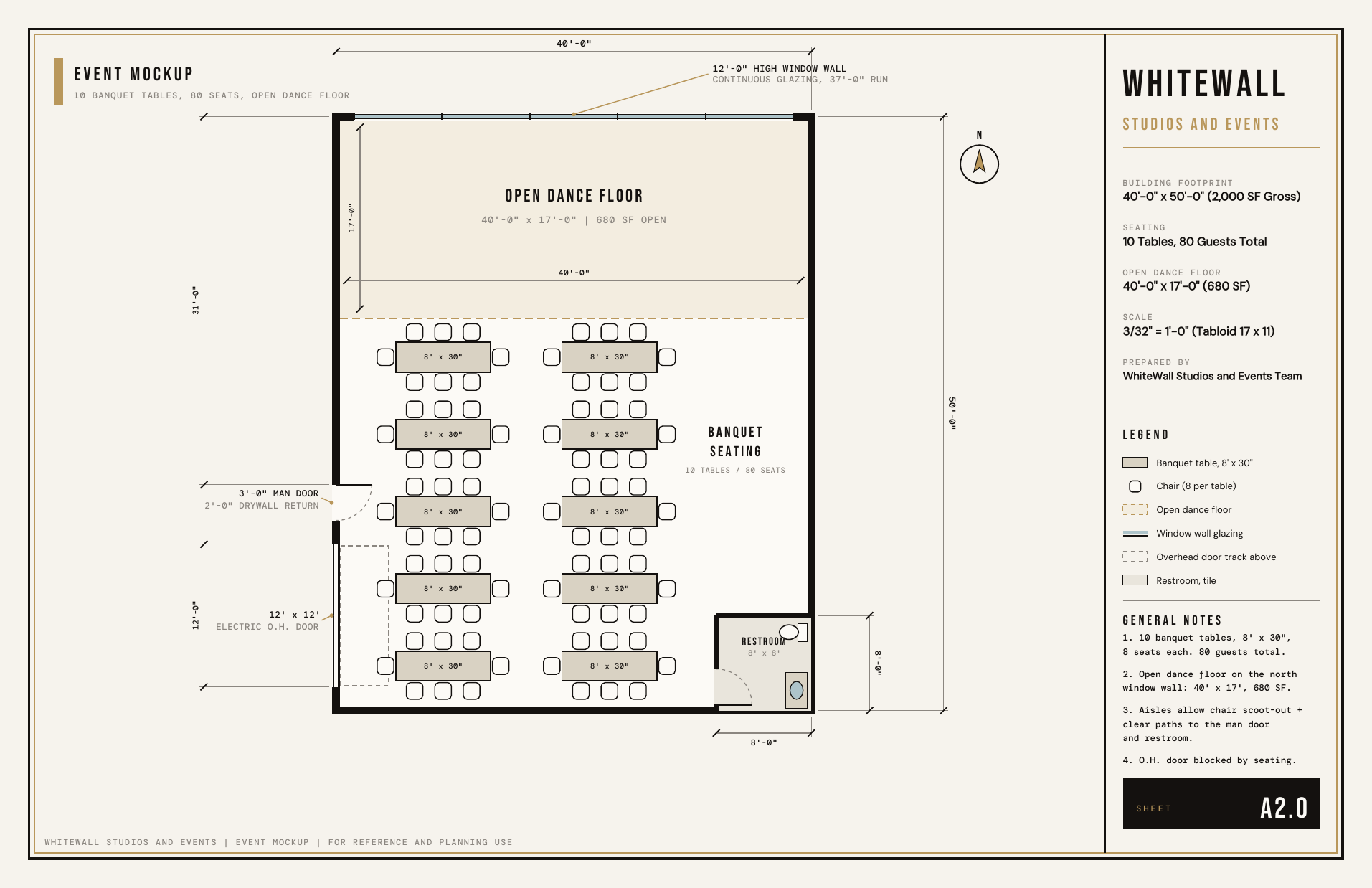 Event mockup with banquet seating and dance floor