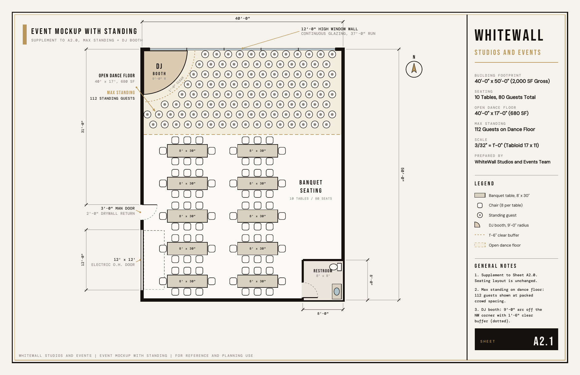 Event mockup for a standing reception layout
