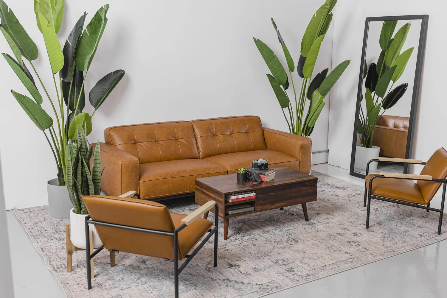 Leather sofa lounge